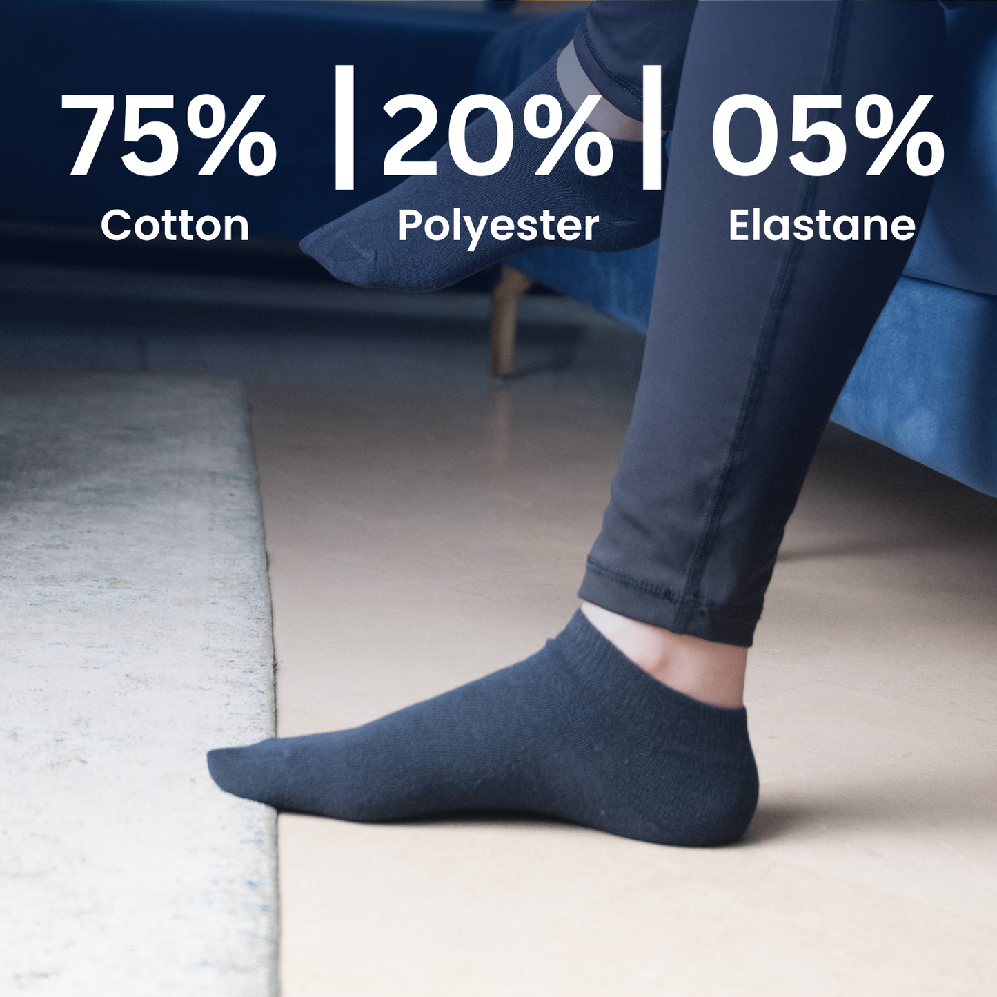 Navy Blue Athletic Ankle Socks - Unisex Trainer Socks (Pack of 6)