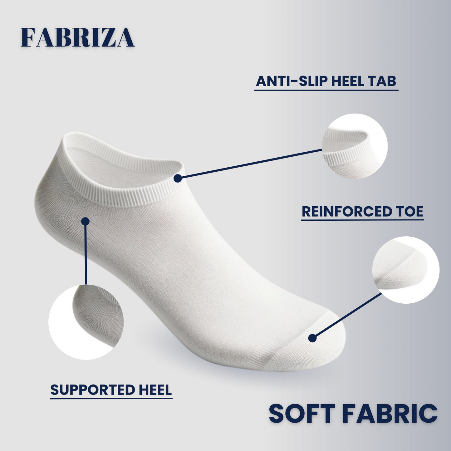 White Athletic Ankle Socks - Unisex Trainer Socks (Pack of 6)