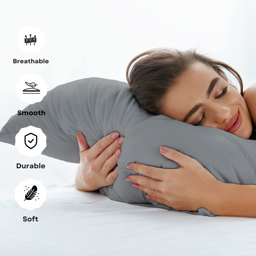 Gray Pillow Cases Pack of 2 - Premium Quality 100% Egyptian Cotton Pillowcase (50cm x 75cm)