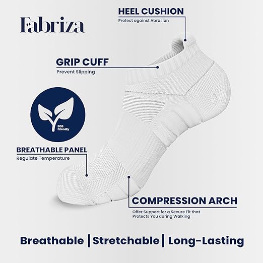 White Mesh Trainer Socks - Cushioned Running Ankle Socks (Pack of 6)