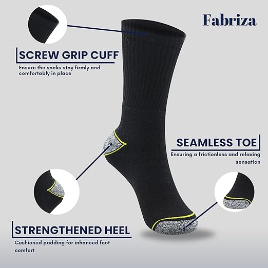 Yellow Gray Men's Heavy Duty Professional Socks - Calf Working Socks (Pack of 6)