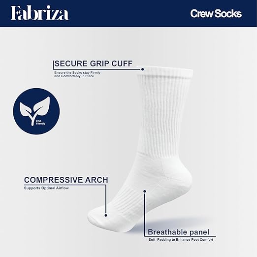 White Long Crew Socks for Men & Women - (Pack of 6)