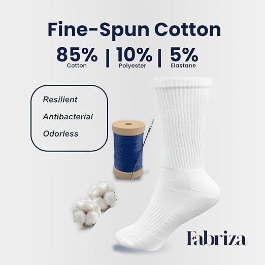 White Long Crew Socks for Men & Women - (Pack of 6)
