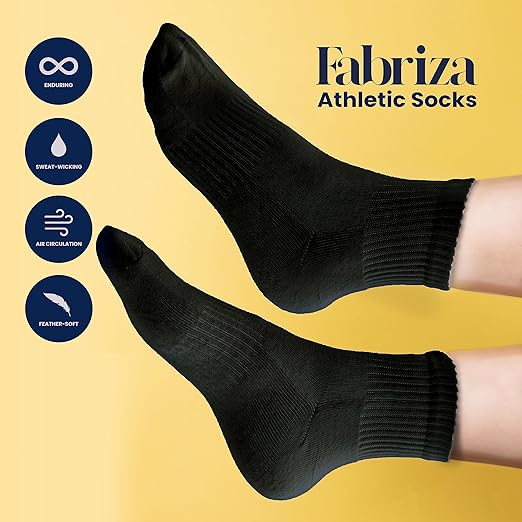 Black Quarter Crew Socks for Men & Women (Pack of 6)