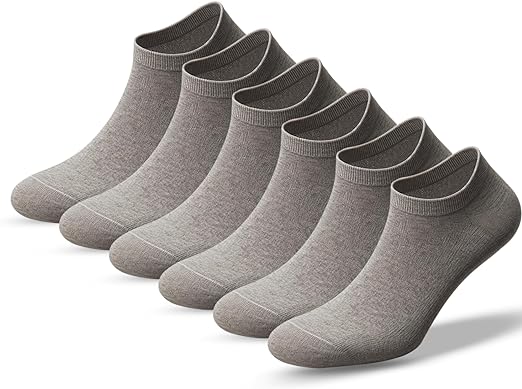 Grey Athletic Ankle Socks - Unisex Trainer Socks (Pack of 6)