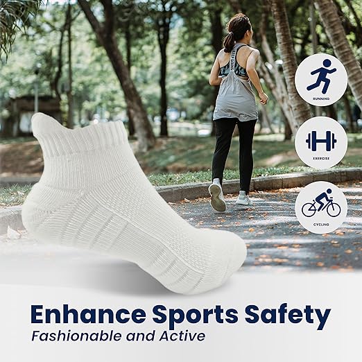 White Mesh Trainer Socks - Cushioned Running Ankle Socks (Pack of 6)