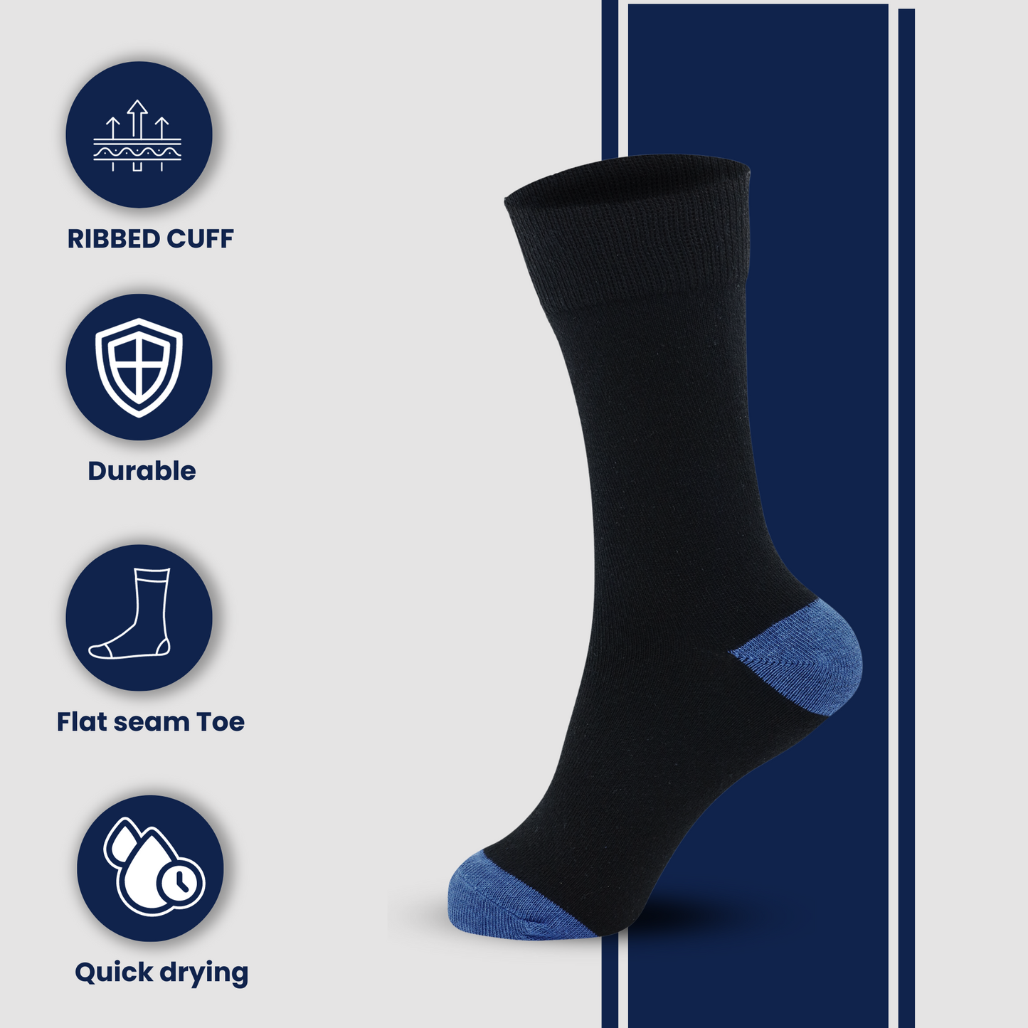 Men's Heel & Toe Multi Colored Cotton Socks - Pack of 6