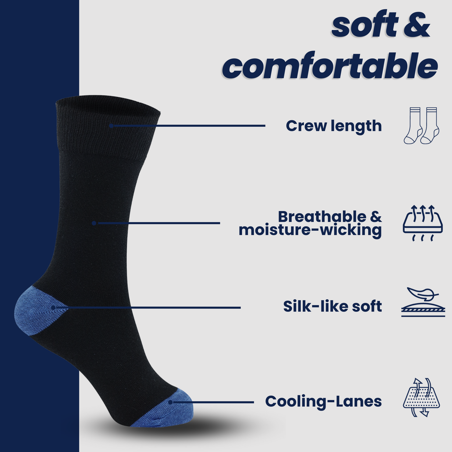 Men's Heel & Toe Multi Colored Cotton Socks - Pack of 6