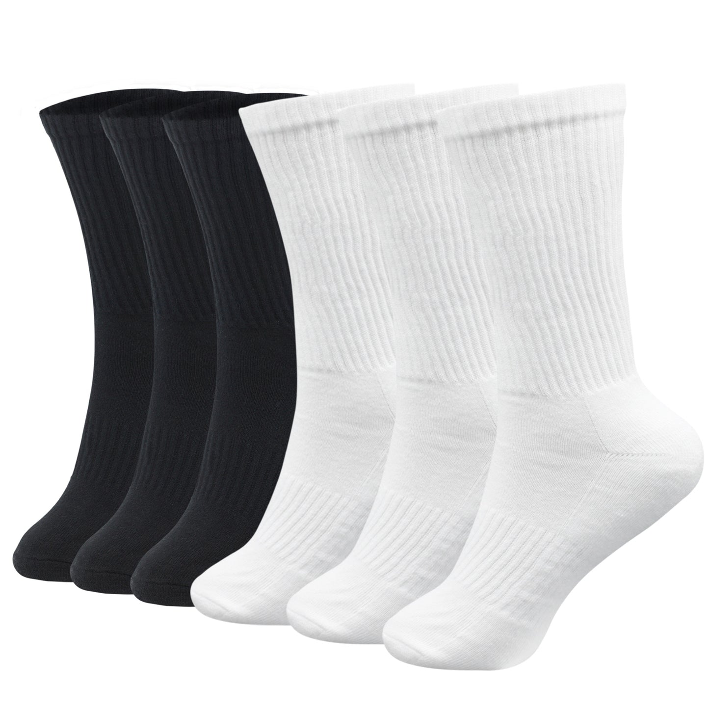 White Long Crew Socks for Men & Women - (Pack of 6)