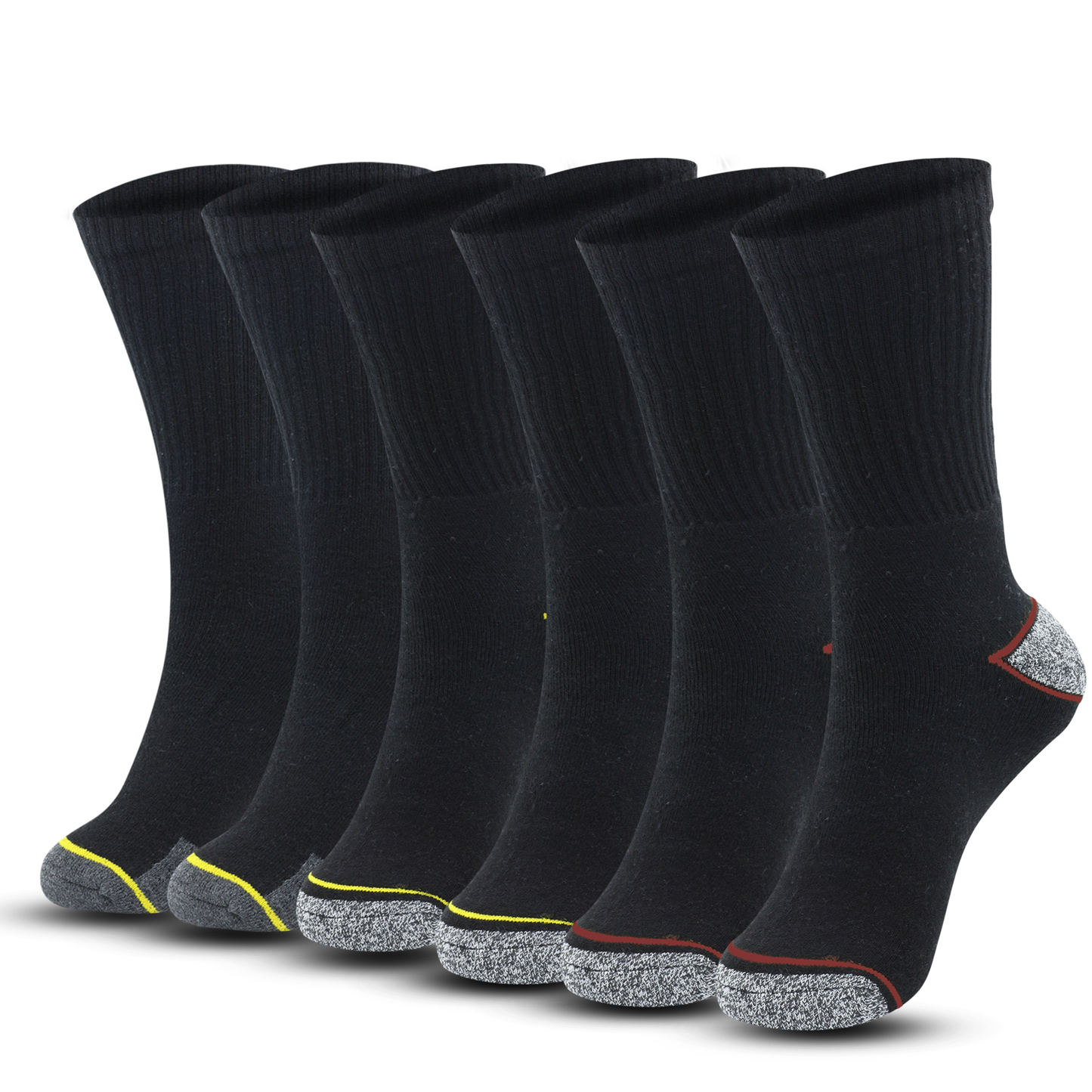 Yellow Gray Men's Heavy Duty Professional Socks - Calf Working Socks (Pack of 6)