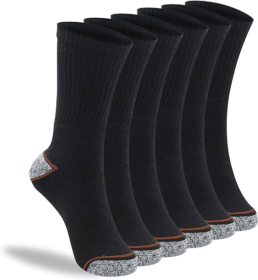 Red Gray Men's Heavy Duty Professional Socks - Calf Working Socks (Pack of 6)