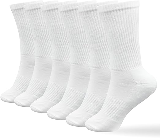 White Long Crew Socks for Men & Women - (Pack of 6)