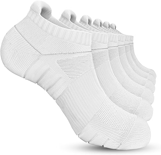 White Mesh Trainer Socks - Cushioned Running Ankle Socks (Pack of 6)