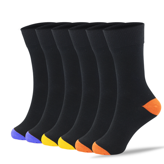 Men's Heel & Toe Multi Colored Cotton Socks - Pack of 6